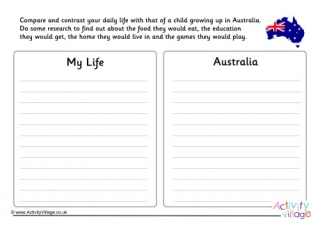 Australia Compare And Contrast Worksheet