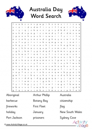 Australia Day Word Search