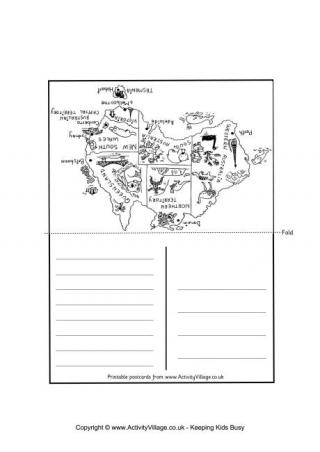Australia Map Postcard