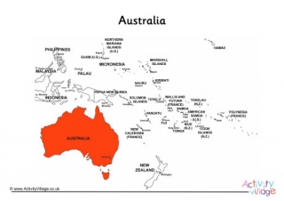 Australia On Map Of Oceania