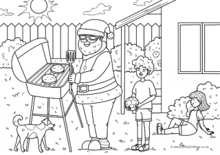 Australian Christmas Barbecue Colouring Page