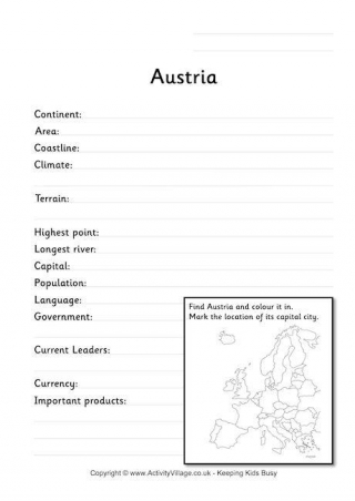 Austria Fact Worksheet