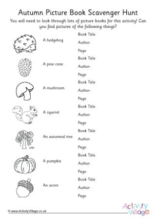 Autumn Themed Picture Book Scavenger Hunt