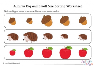 Autumn Big And Small Size Sorting Worksheet