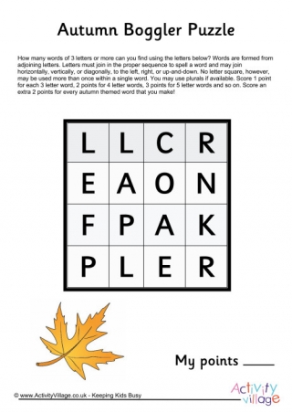 Autumn Boggler Puzzle