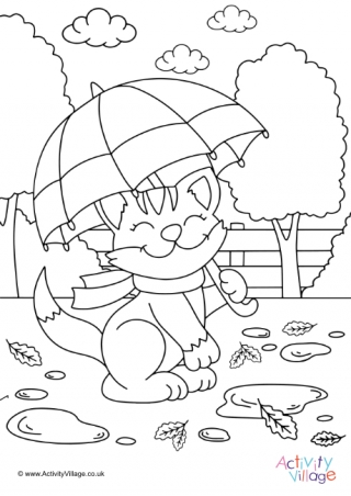 Autumn Cat Colouring Page 4