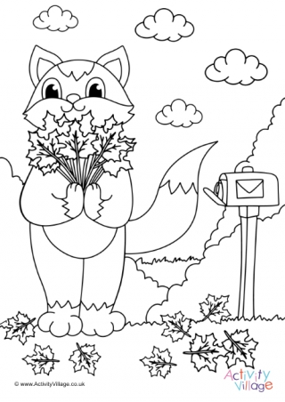 Autumn Cat Colouring Page 6