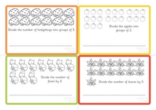 Autumn Division with Remainders Cards