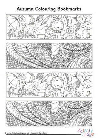Autumn Doodle Colouring Bookmarks