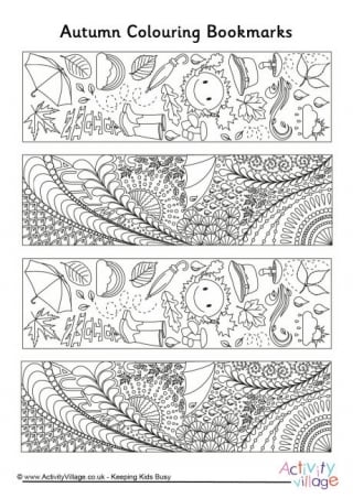 Autumn Doodle Colouring Bookmarks