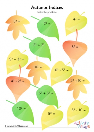 Autumn Indices Worksheet