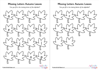 Autumn Leaf Missing Letters of the Alphabet Worksheet
