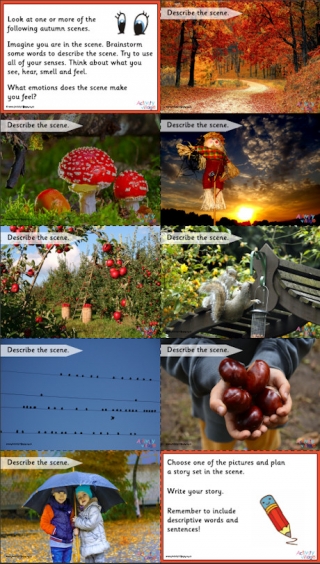Autumn Scene Writing Prompt Slideshow