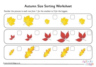 Autumn Size Sorting Worksheet