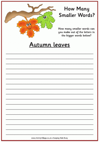 Autumn Smaller Words Puzzle