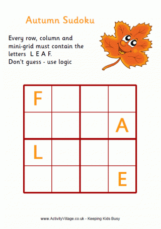Autumn Word Sudoku - Easy