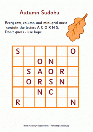 Autumn Word Sudoku - Medium