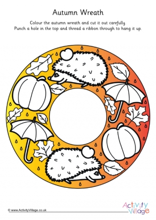 Autumn Wreath Colour Pop Colouring Page