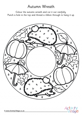 Autumn Wreath Colouring Page
