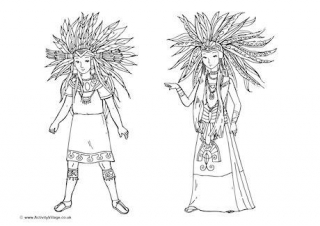 Aztec Children Colouring Page