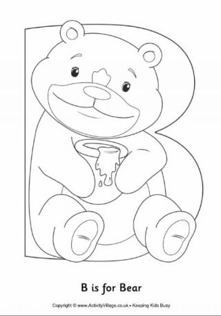 B is for Bear Colouring Page