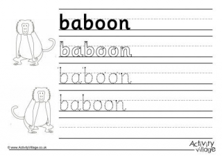Baboon Handwriting Worksheet