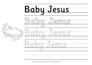 Baby Jesus Handwriting Worksheet