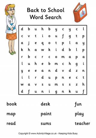 Back to School Word Search - Easy