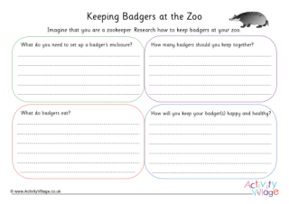 Badger Zookeeper Worksheet 