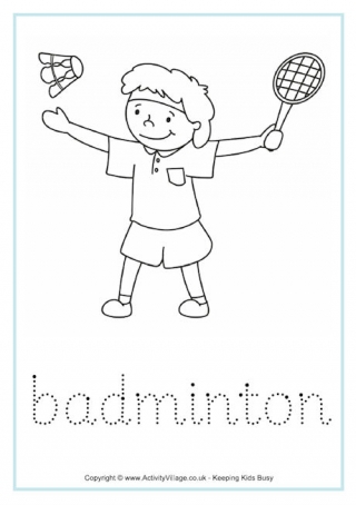 Badminton Tracing Worksheet