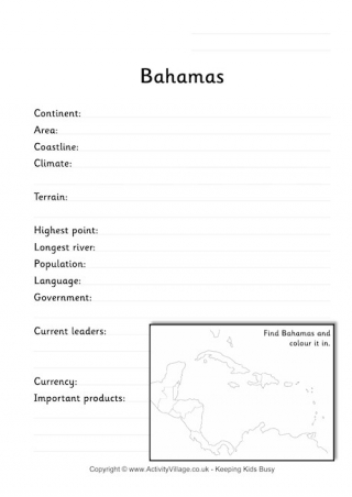 Bahamas Fact Worksheet