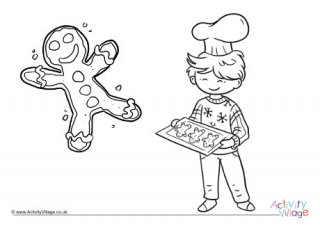 Baking Gingerbread Men Colouring Page