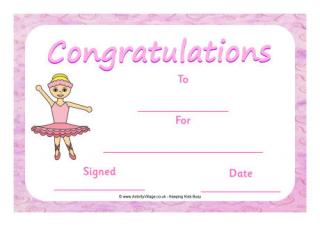 Ballet Certificate - Congratulations