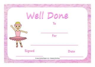 Ballet Certificate - Well Done