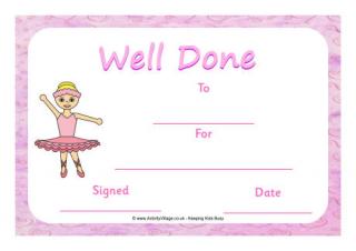 Ballet Certificate - Well Done