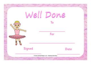 Ballet Certificate - Well Done