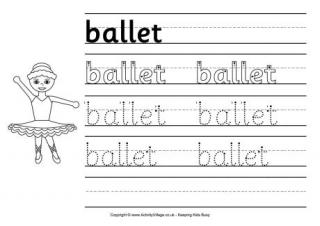 Ballet Handwriting Worksheet