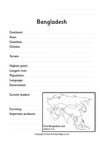 Bangladesh Fact Worksheet