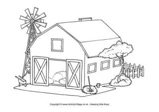 Barn colouring page