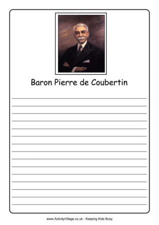 Baron Pierre de Coubertin Notebooking Page