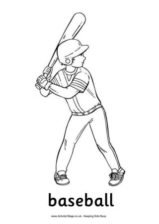 Baseball Boy Colouring Page