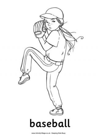 Baseball Collage Colouring Page