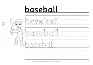 Baseball Handwriting Worksheet