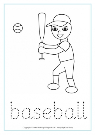 Baseball Tracing Worksheet