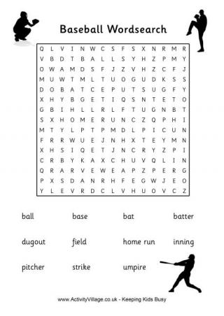 Baseball Word Search