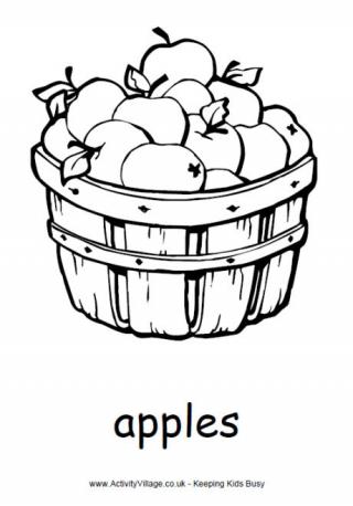 Basket of Apples Colouring Page