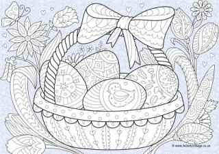 Basket of Easter Eggs Colour Pop Colouring Page
