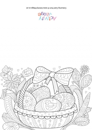 Basket of Easter Eggs Colouring Card