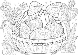 Basket of Easter Eggs Colouring Page