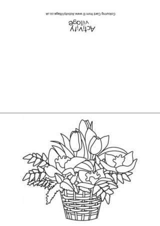 Basket of Flowers Colouring Card
